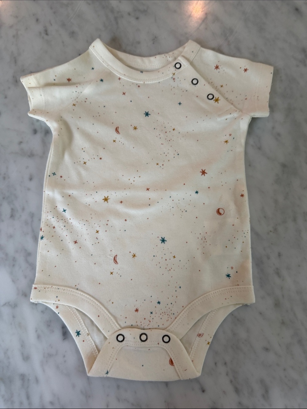 Cream Star & Moon Baby Bodysuit - Soft Celestial Print
